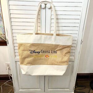 Disney Cruise Line Castaway Club Burlap Canvas Large Zip Beach Bag Tote
